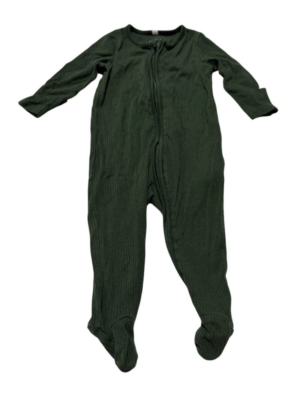 MORI Baby Olive Green 3-6M Bamboo Zip Up Footie Onesie